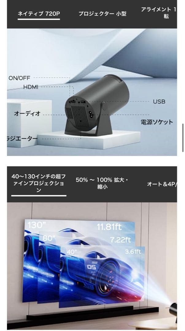 新品 プロジェクター 小型 5G 高輝度 1080pフルHD & 4K 天井投影