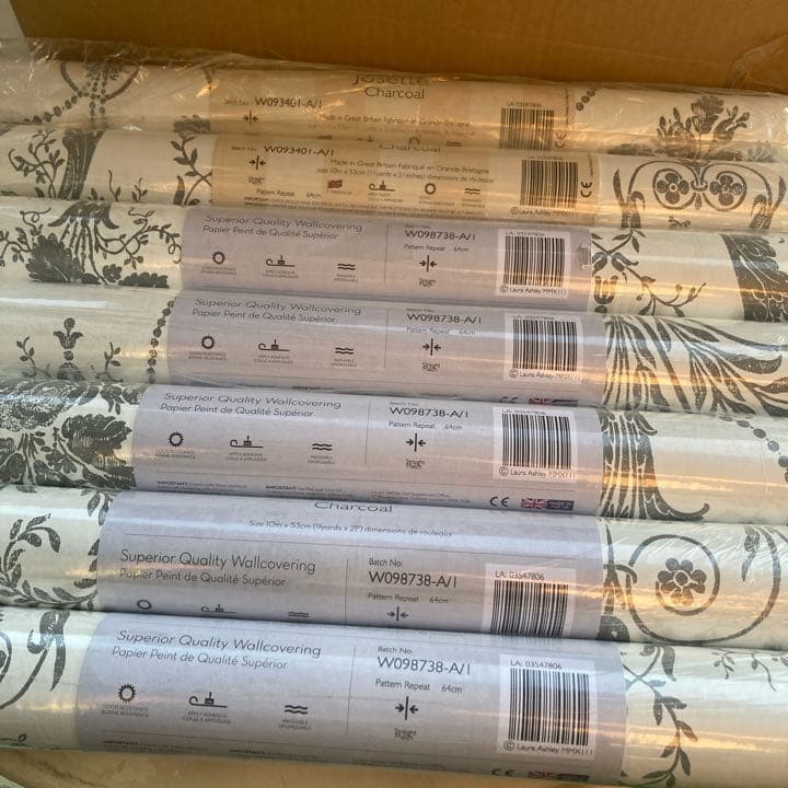 ローラアシュレイ UK製壁紙JOSETTE チャコール　新品1本から