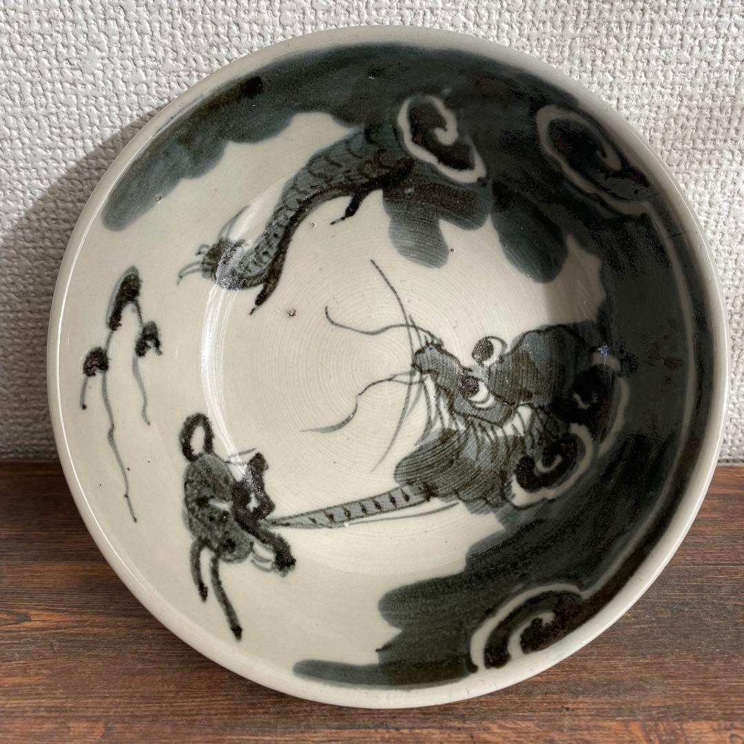 昭和中期 龍構図海老文様 染付小鉢 5枚揃い 昭和レトロ 和食器 古器