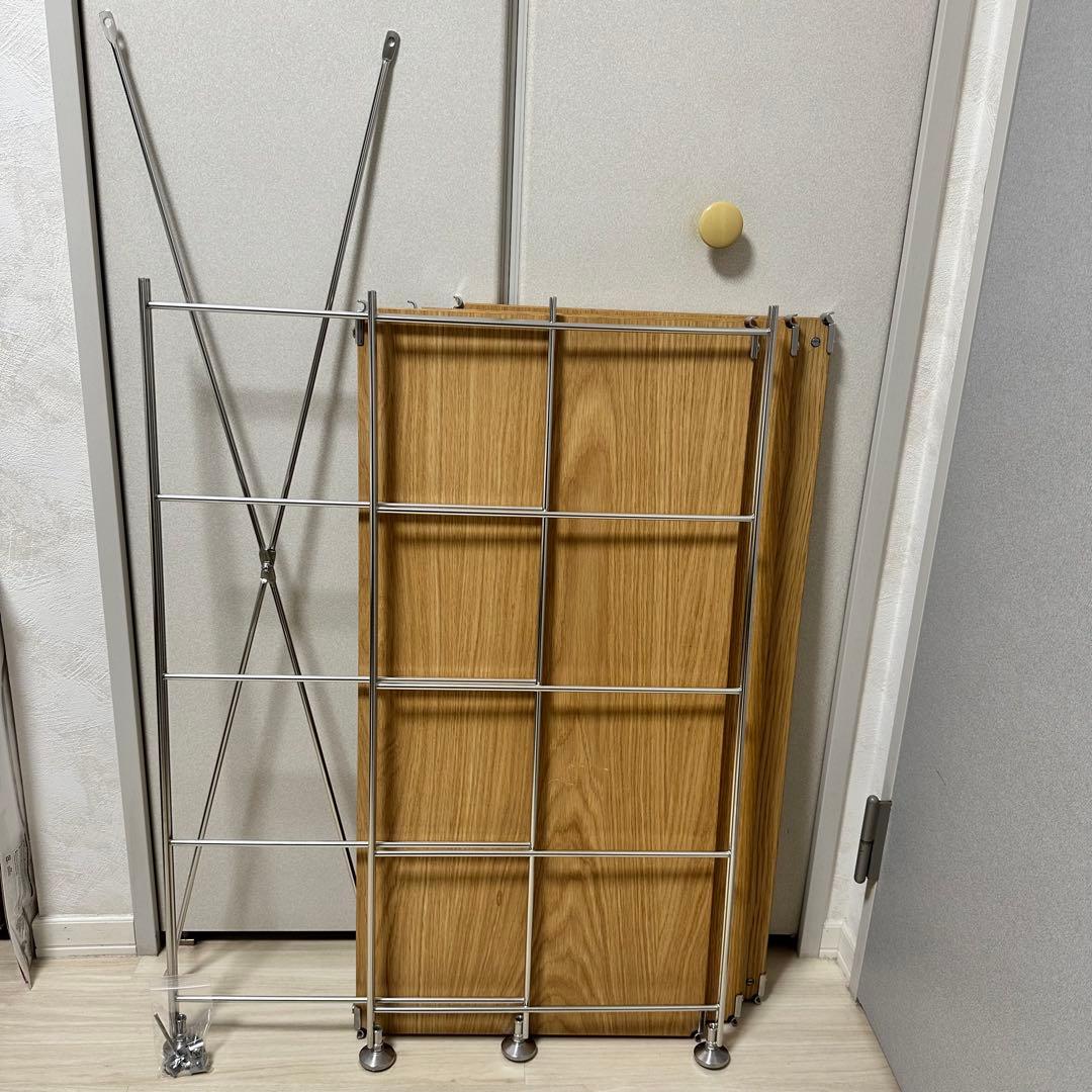 無印　無印良品　ステンレスユニットシェルフ　オーク材棚セット　ワイド　小