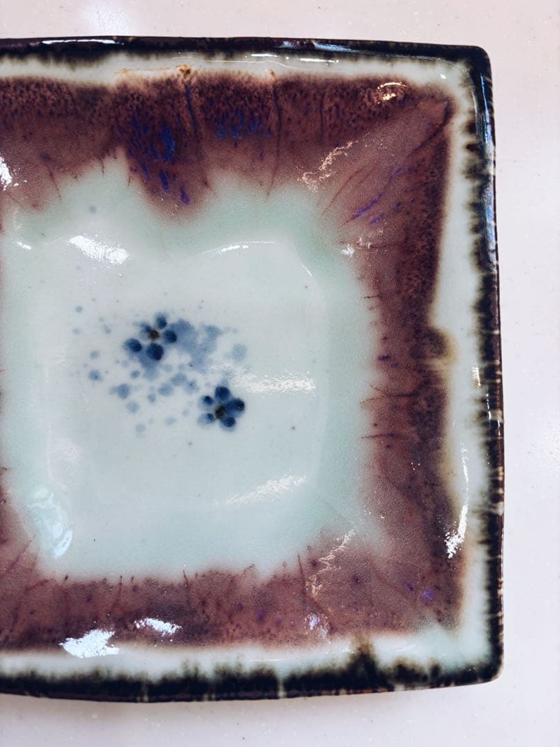 希少柄　3/8まで値下げ 波佐見焼　斉山窯　正方形の花模様陶器皿