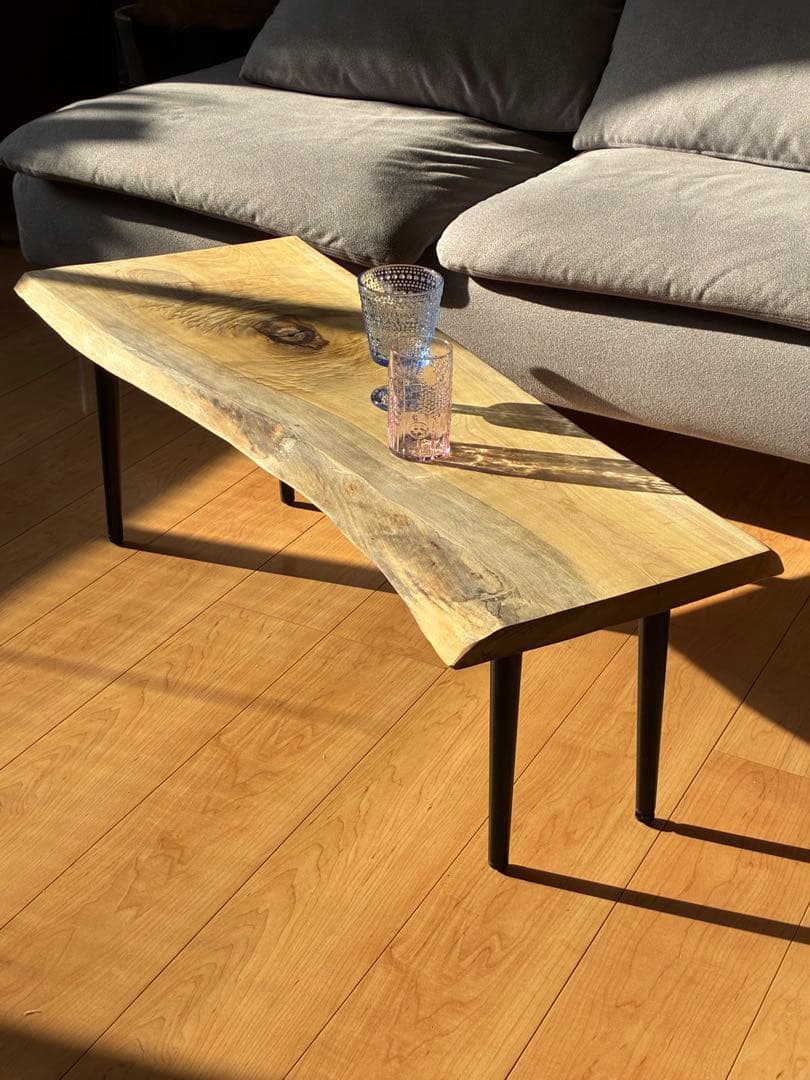 【銘木】国産朴（ホオ）天然木一枚板　センターテーブル　ローテーブル