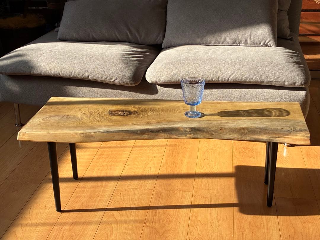 【銘木】国産朴（ホオ）天然木一枚板　センターテーブル　ローテーブル