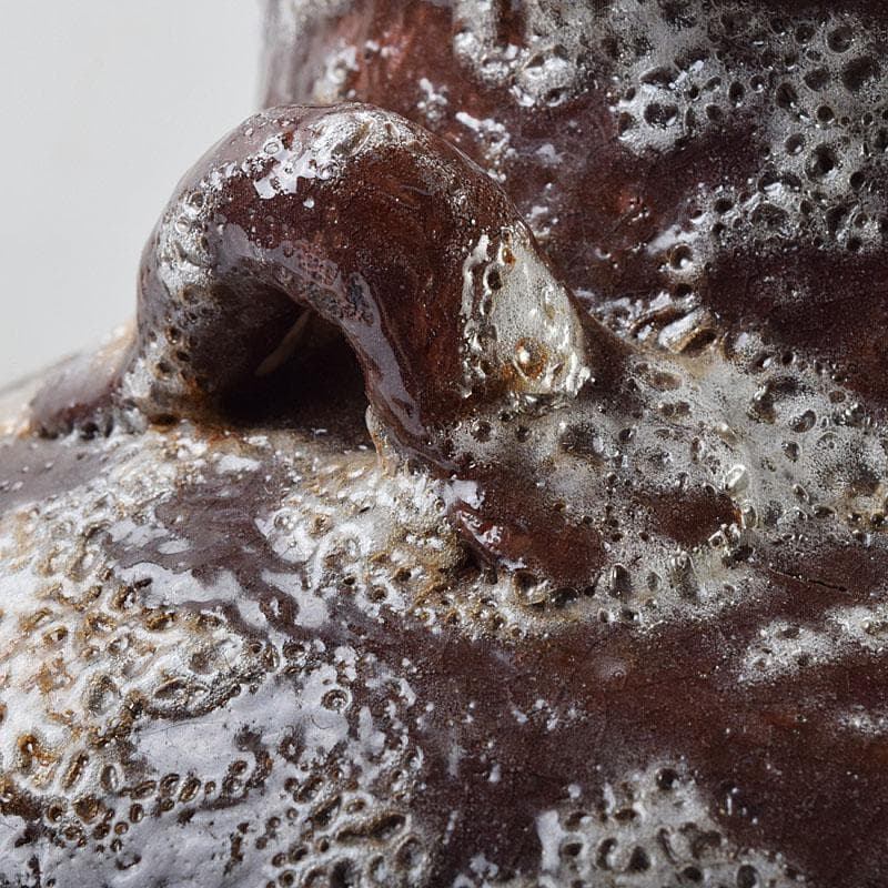 北大路魯山人作　鼠志野　三耳壷　清水公照極め箱　M　R9632