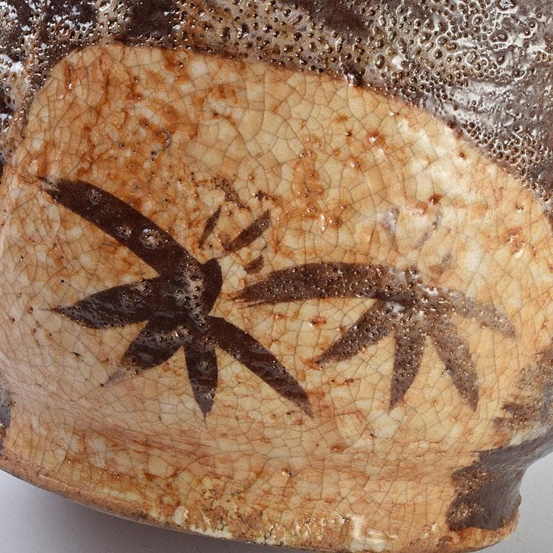 北大路魯山人作　鼠志野　三耳壷　清水公照極め箱　M　R9632