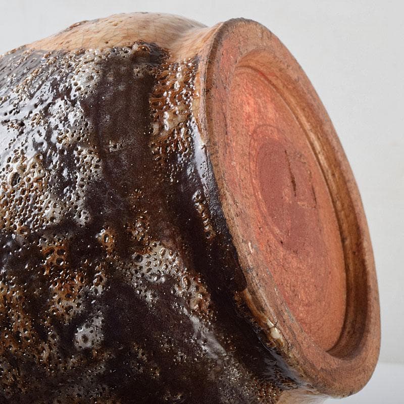 北大路魯山人作　鼠志野　三耳壷　清水公照極め箱　M　R9632