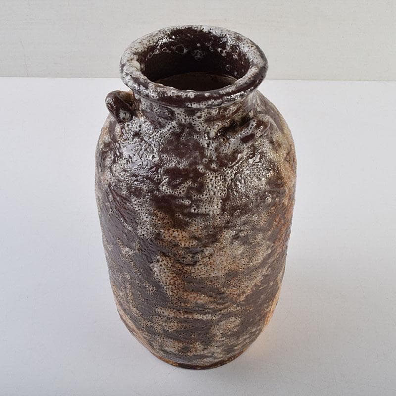 北大路魯山人作　鼠志野　三耳壷　清水公照極め箱　M　R9632