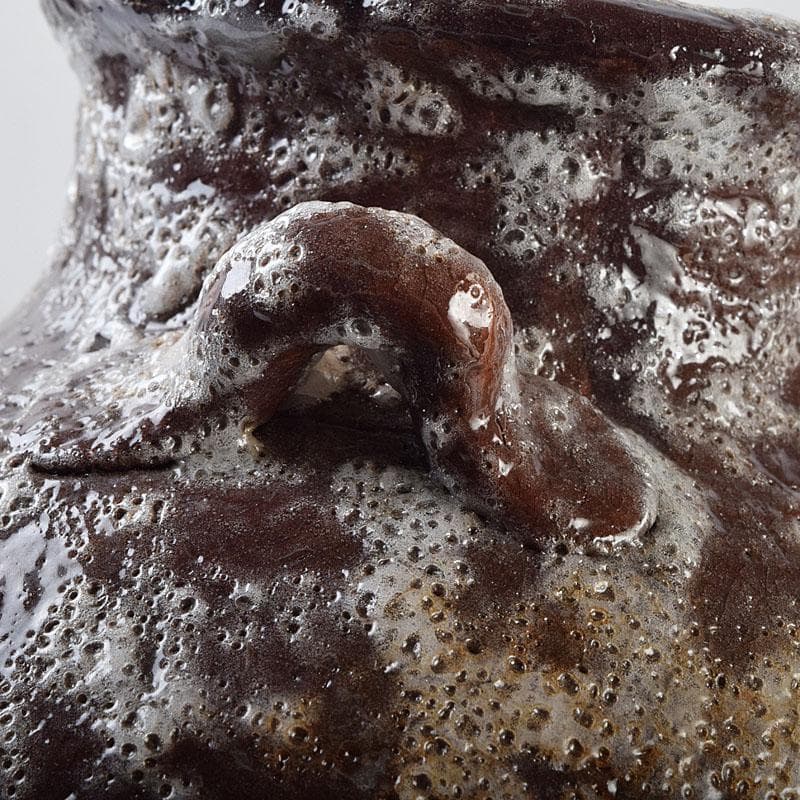 北大路魯山人作　鼠志野　三耳壷　清水公照極め箱　M　R9632