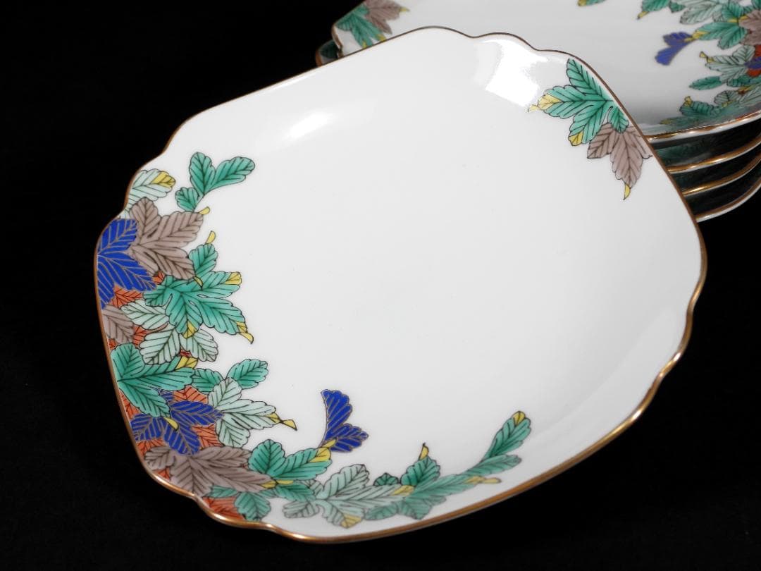 深川製磁 銘々皿　木の葉文5客セット