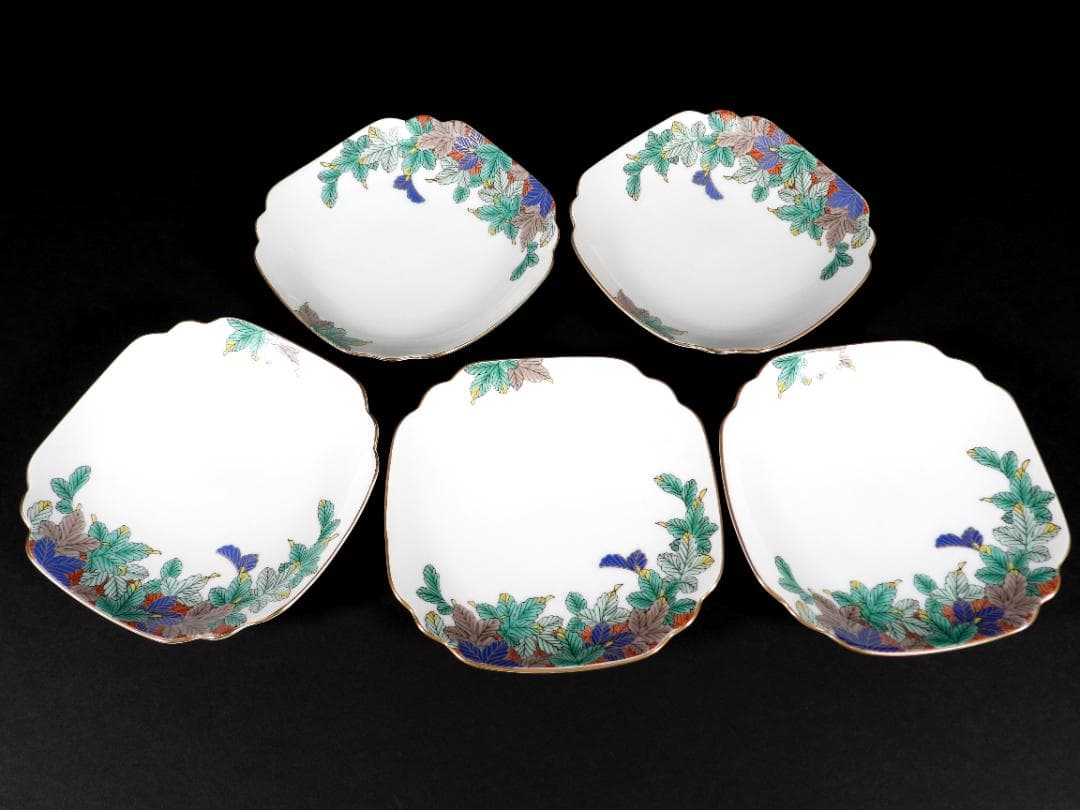 深川製磁 銘々皿　木の葉文5客セット