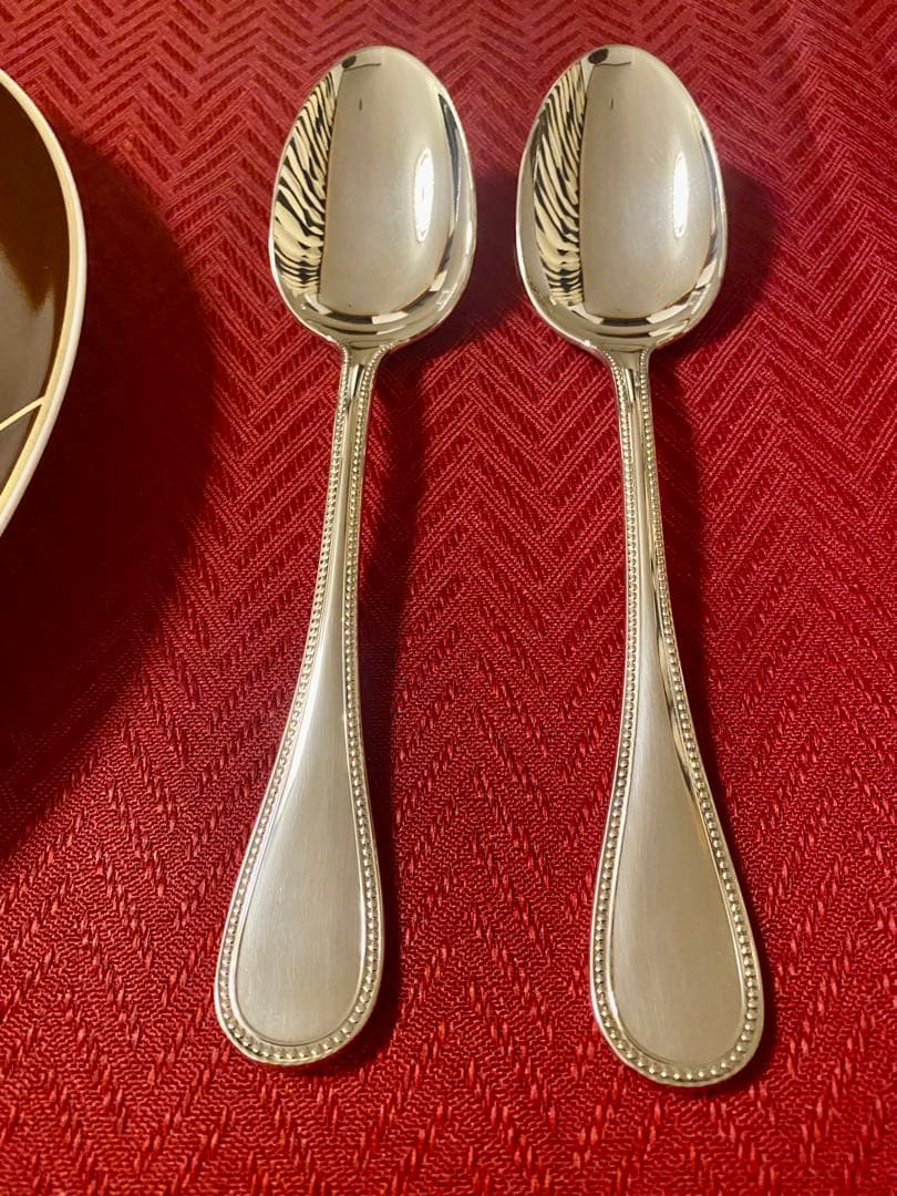 【☆開封のみ未使用極美品☆】クリストフル パール スタンダードスプーンペアセット