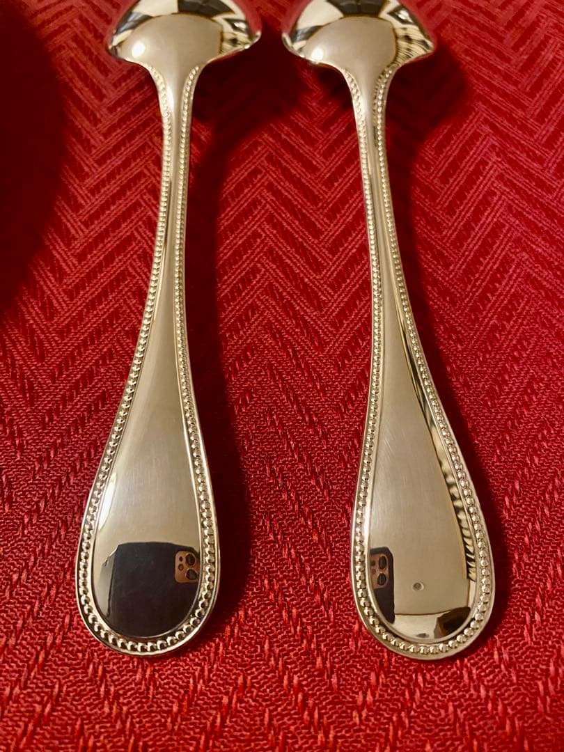 【☆開封のみ未使用極美品☆】クリストフル パール スタンダードスプーンペアセット