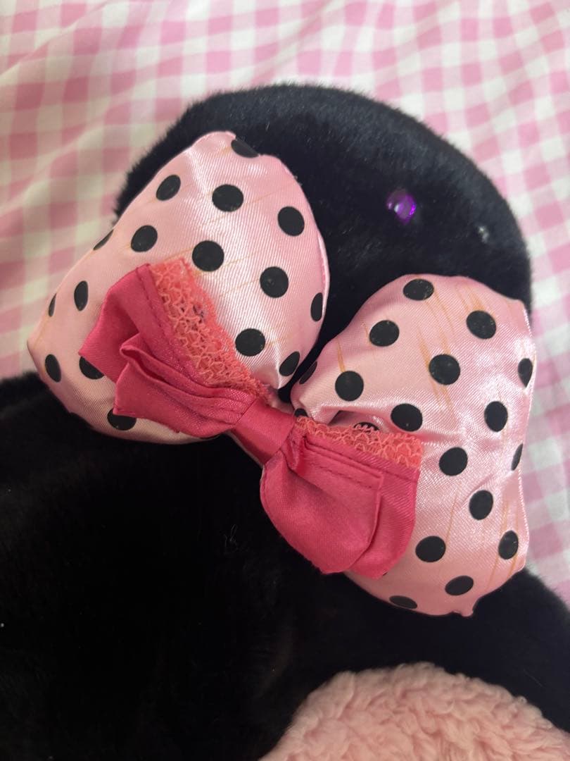 ディズニー　ミニーファンキャップ　黒　ピンク