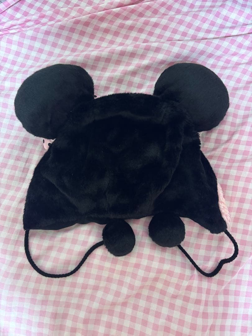 ディズニー　ミニーファンキャップ　黒　ピンク