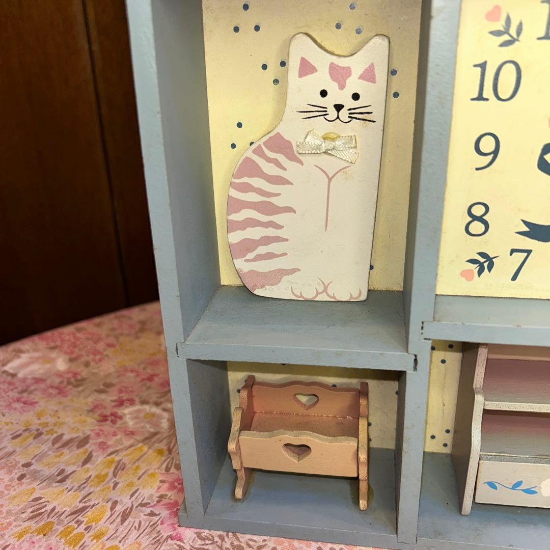 稀少　ビンテージ　カントリー雑貨　木製ドールハウス型壁掛け時計