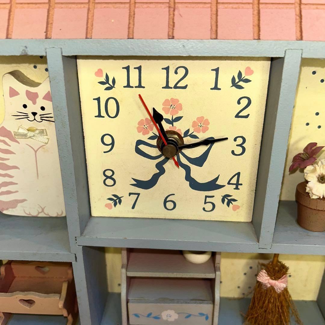 稀少　ビンテージ　カントリー雑貨　木製ドールハウス型壁掛け時計