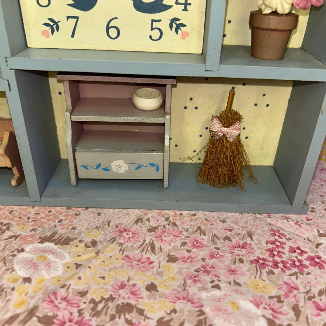 稀少　ビンテージ　カントリー雑貨　木製ドールハウス型壁掛け時計