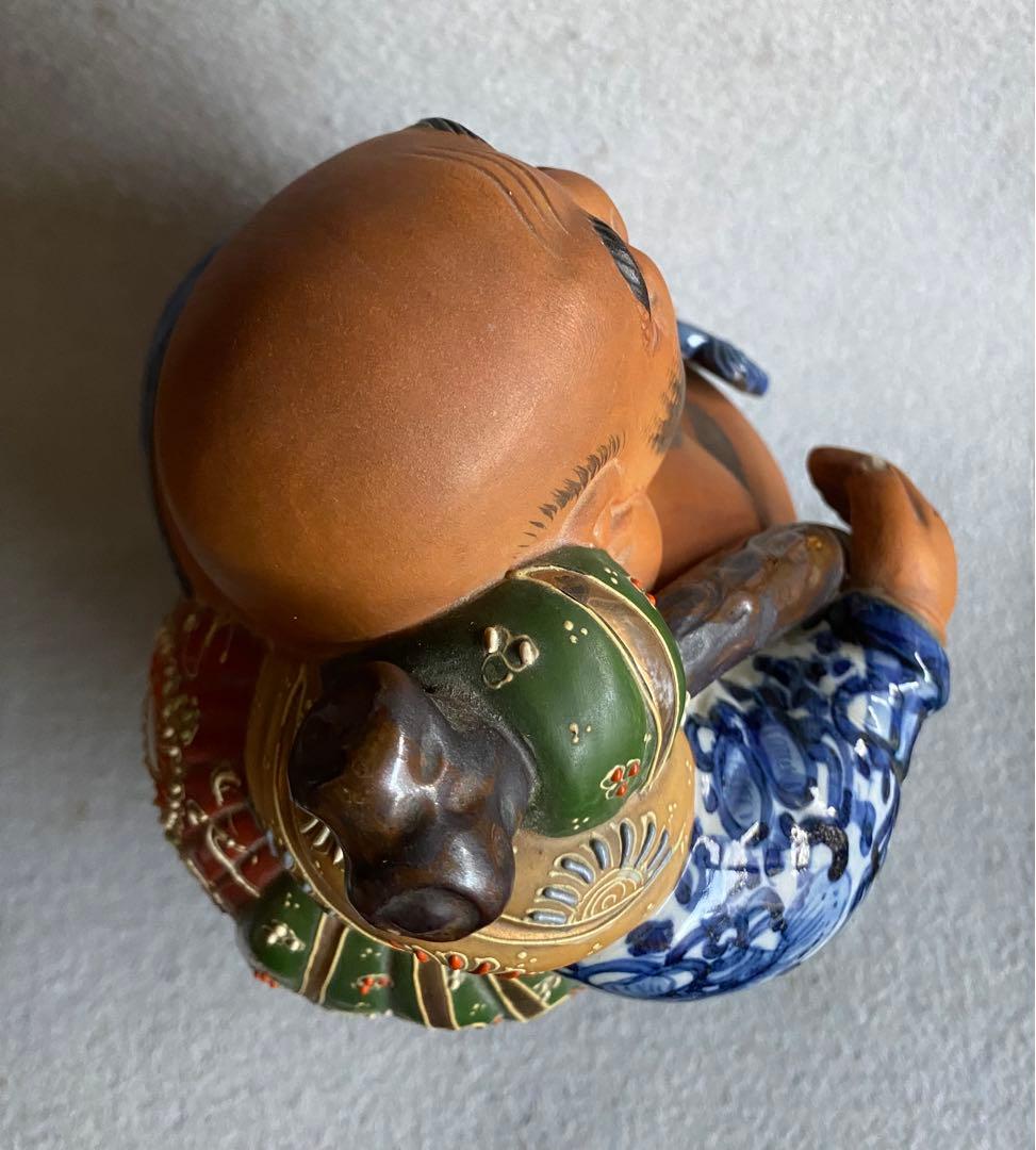 レトロ【九谷焼・陶光社】縁起物・布袋尊の置物