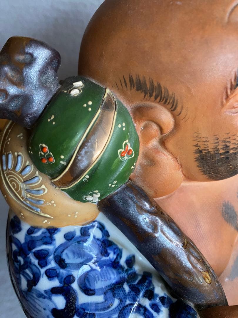 レトロ【九谷焼・陶光社】縁起物・布袋尊の置物