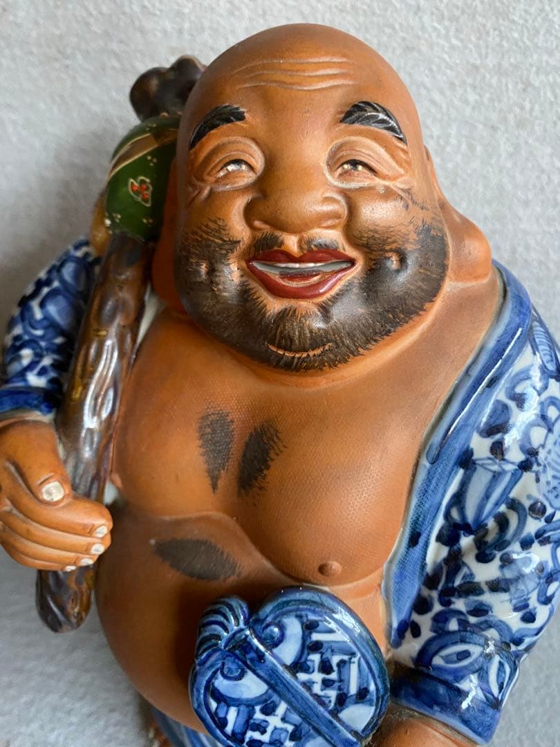 レトロ【九谷焼・陶光社】縁起物・布袋尊の置物