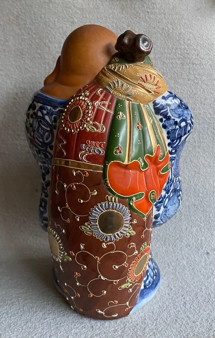 レトロ【九谷焼・陶光社】縁起物・布袋尊の置物