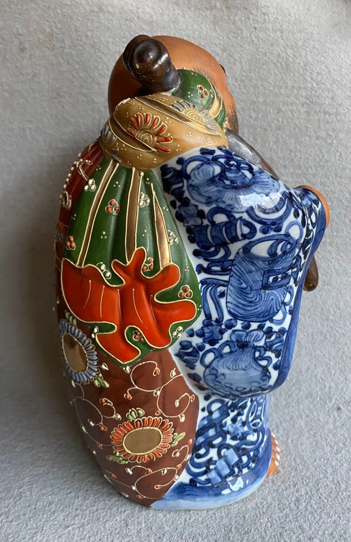 レトロ【九谷焼・陶光社】縁起物・布袋尊の置物