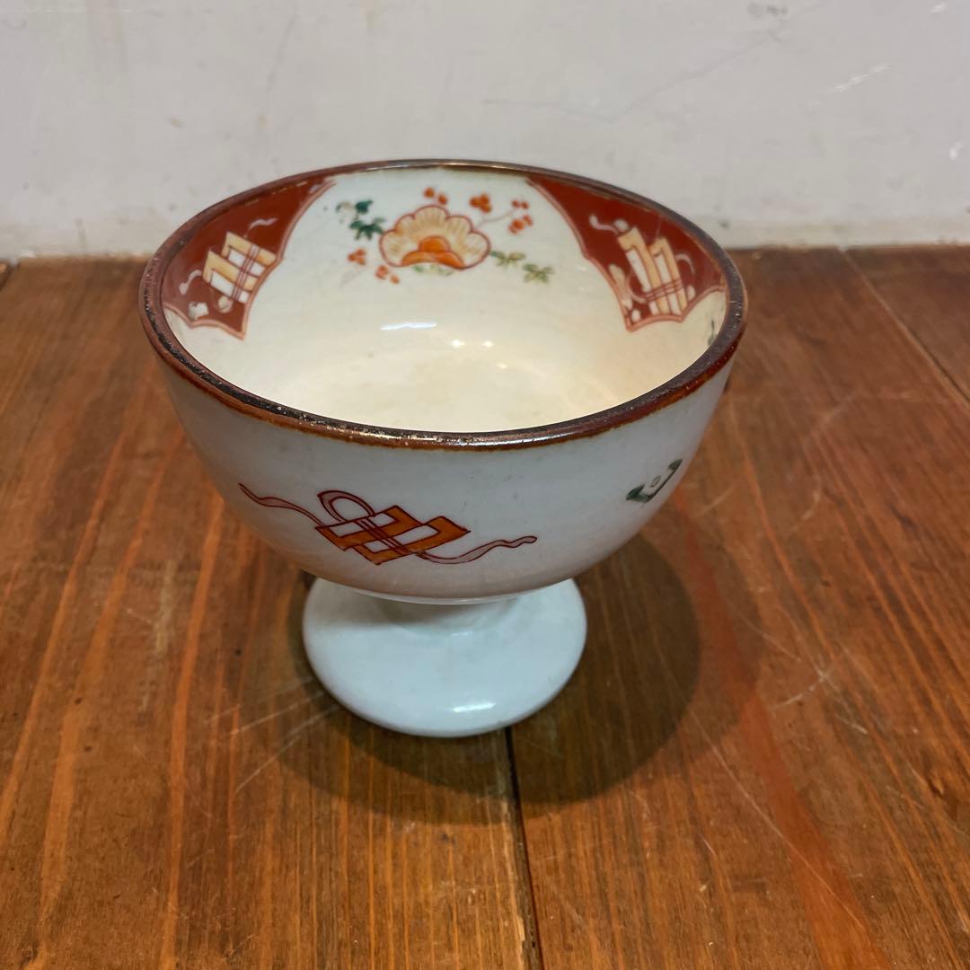 美品　焼物　陶芸　赤絵　杯洗　染付の器　年代物　高杯　染付の絵柄が上品な
