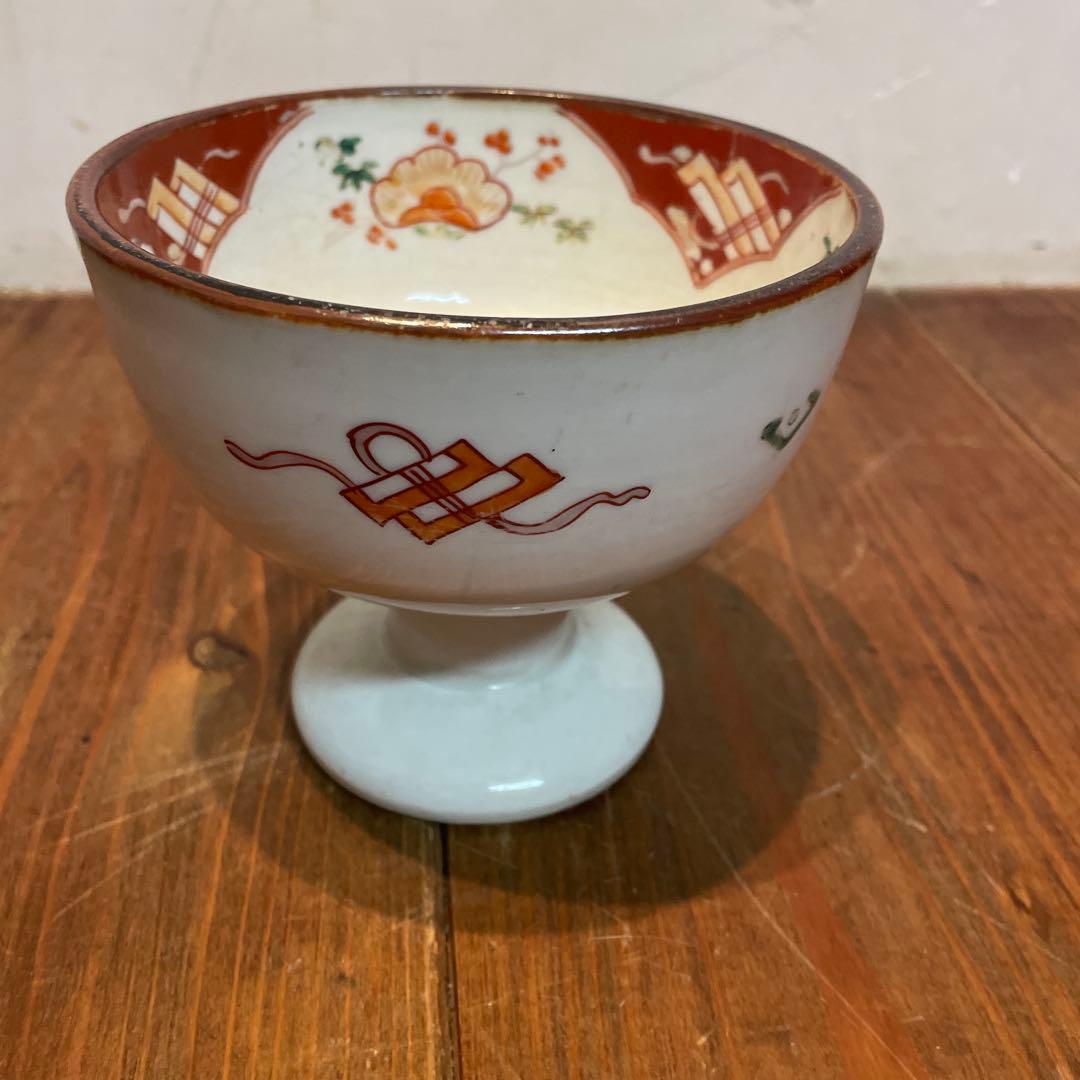 美品　焼物　陶芸　赤絵　杯洗　染付の器　年代物　高杯　染付の絵柄が上品な