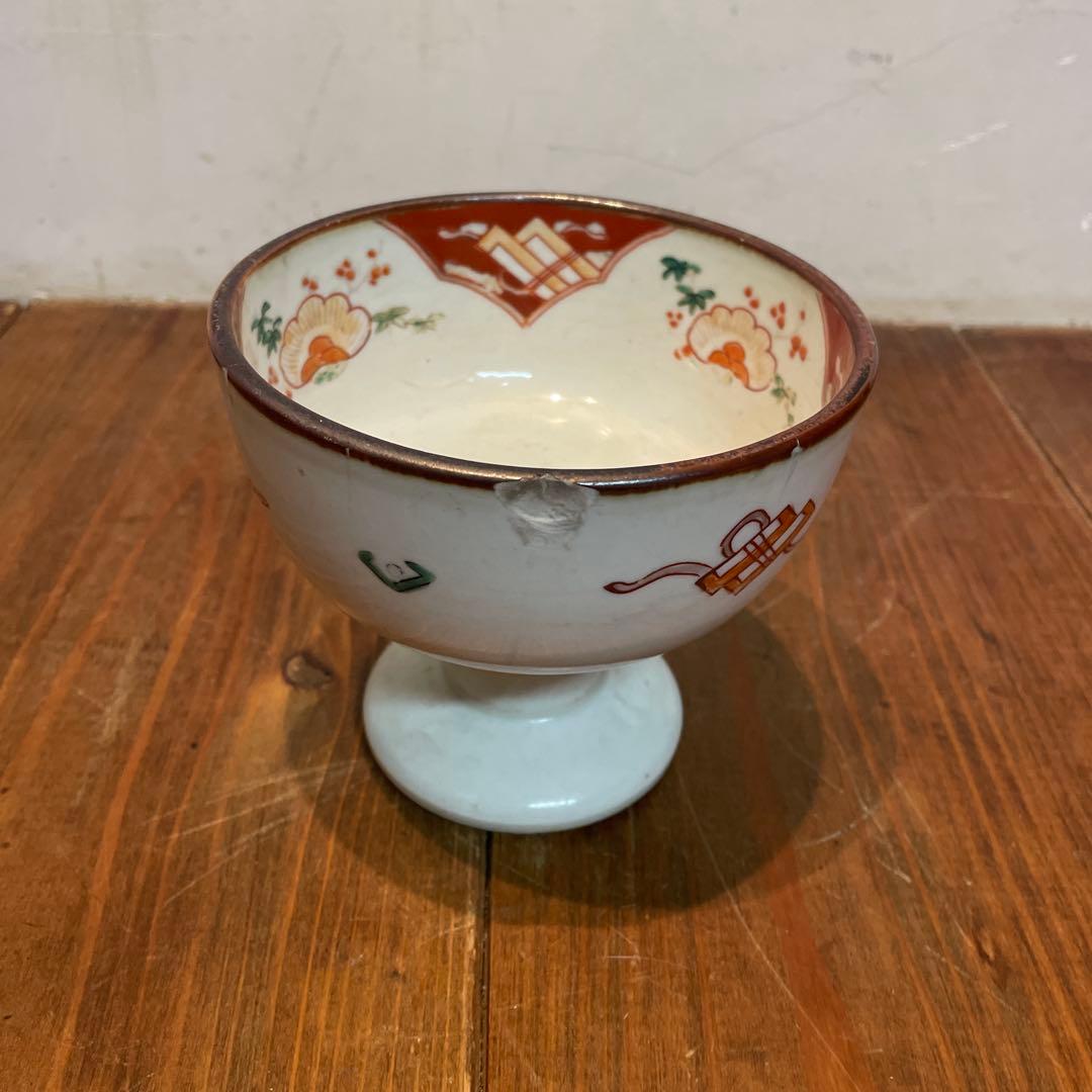 美品　焼物　陶芸　赤絵　杯洗　染付の器　年代物　高杯　染付の絵柄が上品な