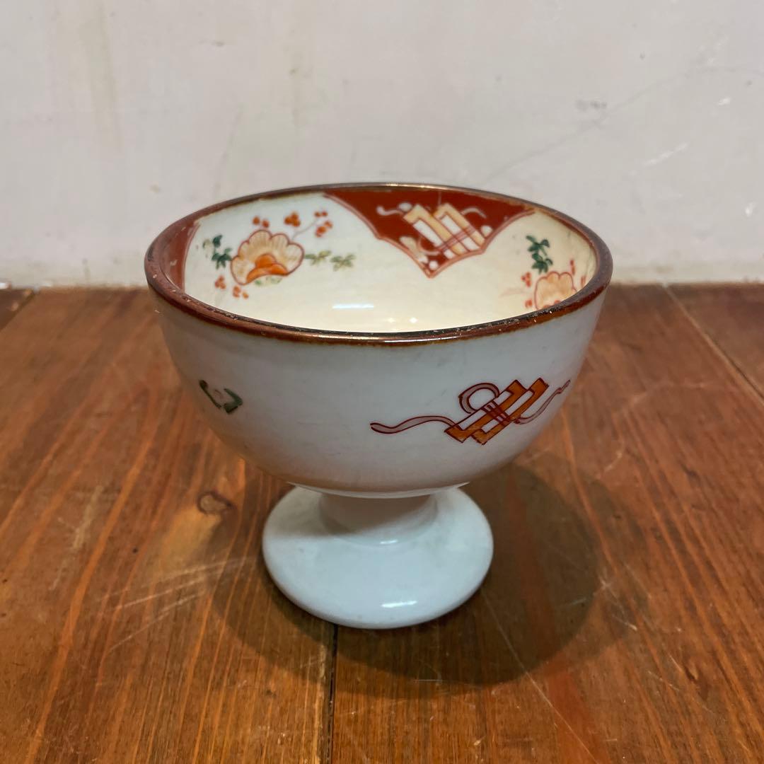 美品　焼物　陶芸　赤絵　杯洗　染付の器　年代物　高杯　染付の絵柄が上品な