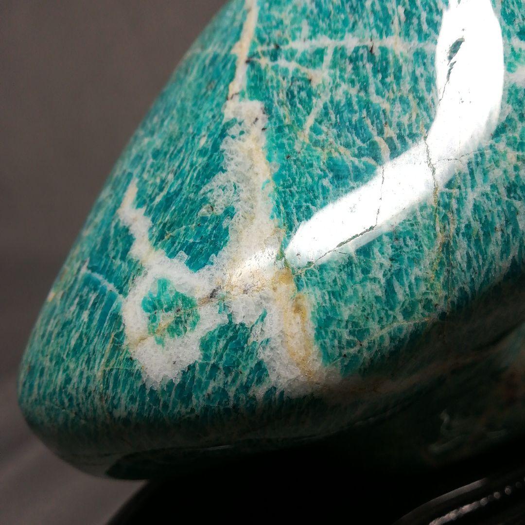 アマゾナイト　原石　置物　木製台座　パワーストーン