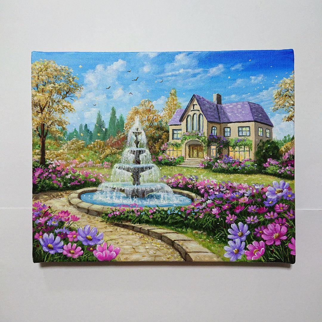 【秋桜が咲く頃】アクリル画 F3 風景画 絵画