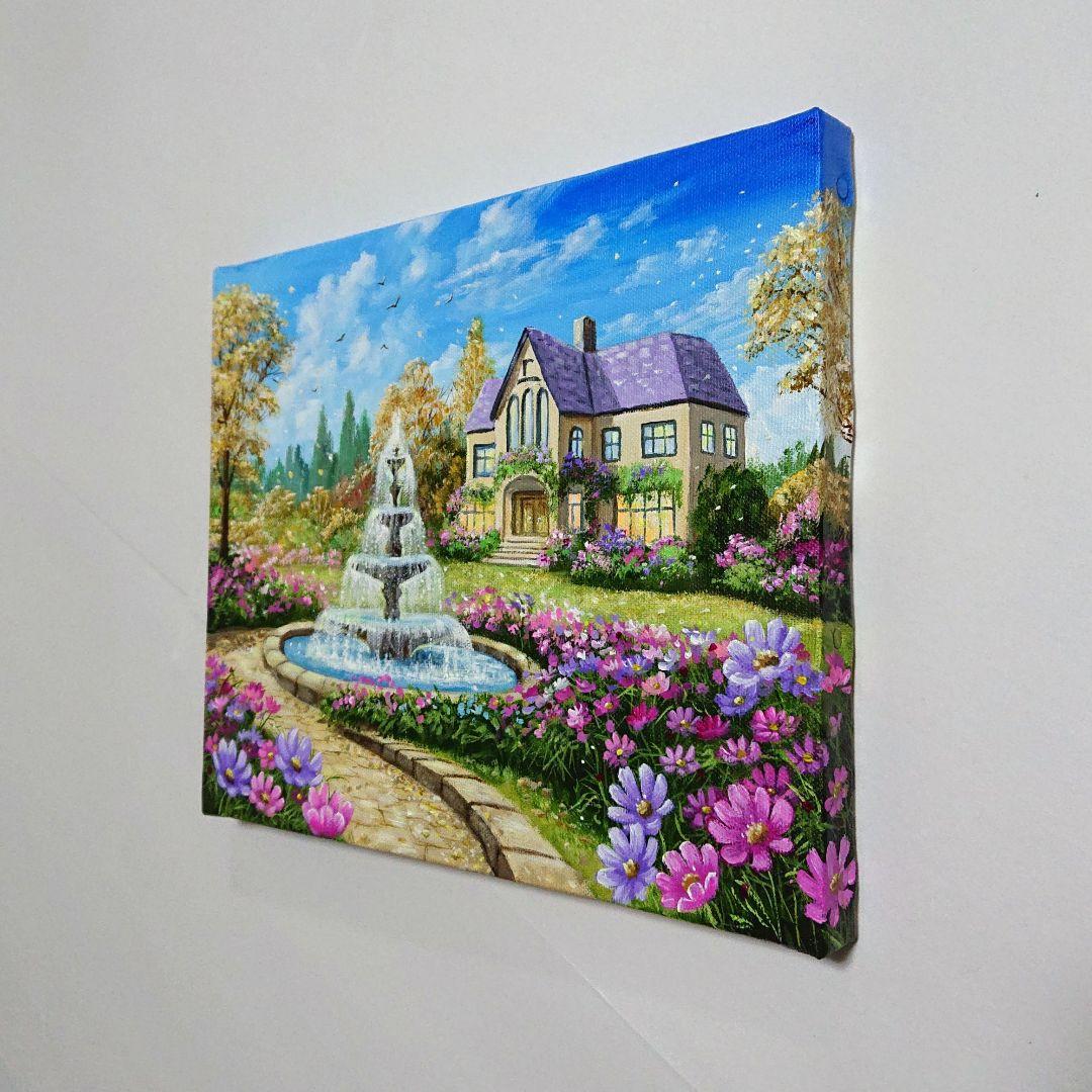 【秋桜が咲く頃】アクリル画 F3 風景画 絵画