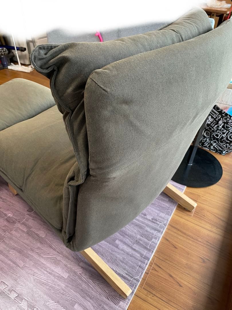 MUJI ブラウン リクライニングソファ オットマン付き