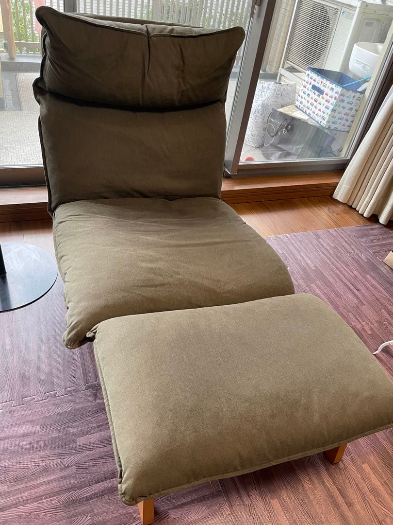 MUJI ブラウン リクライニングソファ オットマン付き