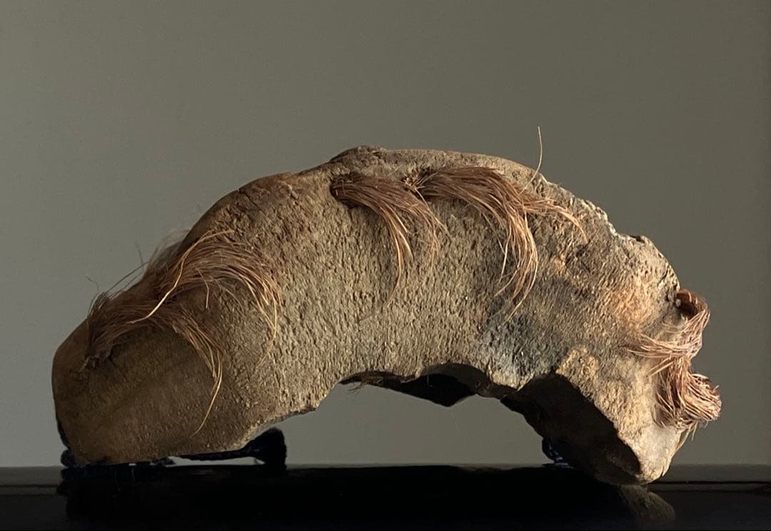 【笑山神 民間信仰古面 約25㎝ 焼印 木彫 江戸後期頃】郷土玩具民藝田楽面厄除