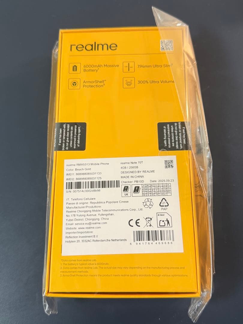 realme Note 70TGOLD 4/256Gb新品未使用