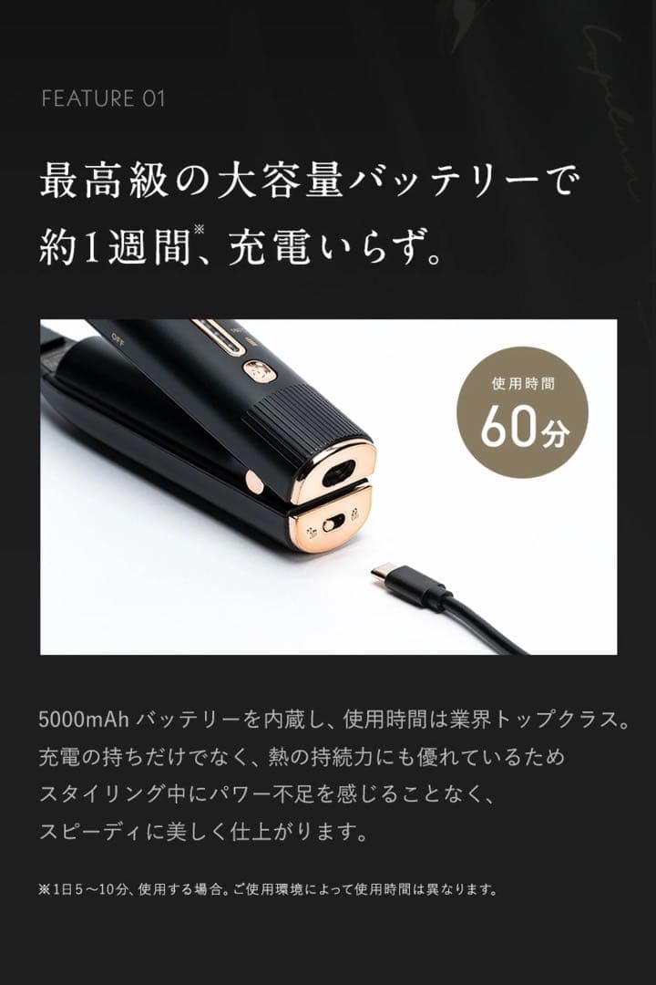 ヘアオイル付き Lupilina ルピリーナ コードレスミニヘアアイロン