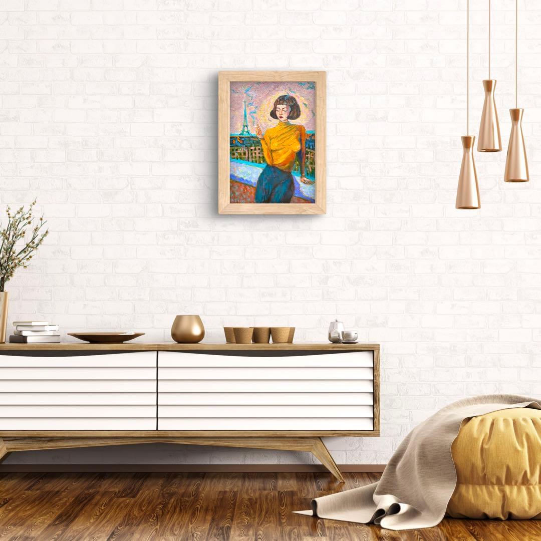 パリの空 F4 油彩画 人物画 絵画 oil painting art