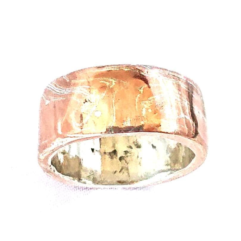 【一点物】ハンドメイドバンドリング　銀と銅の杢目金調リング　バンドリング