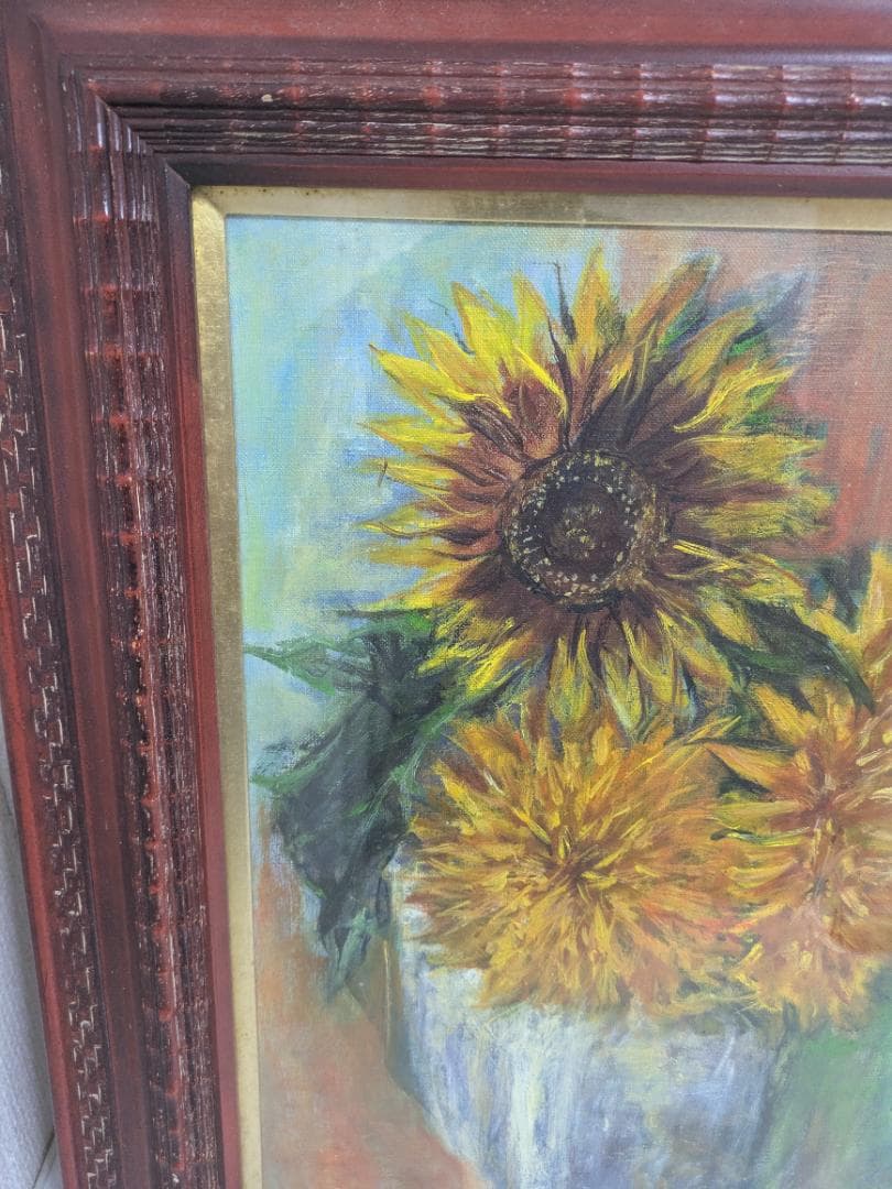 油彩画 花図 ひまわり 油絵 インテリア