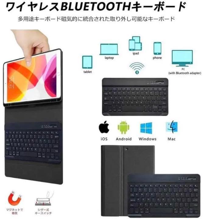 イタリアデザインでお洒落♪❤ペン収納ホルダー付き❣iPadケース＆キーボード