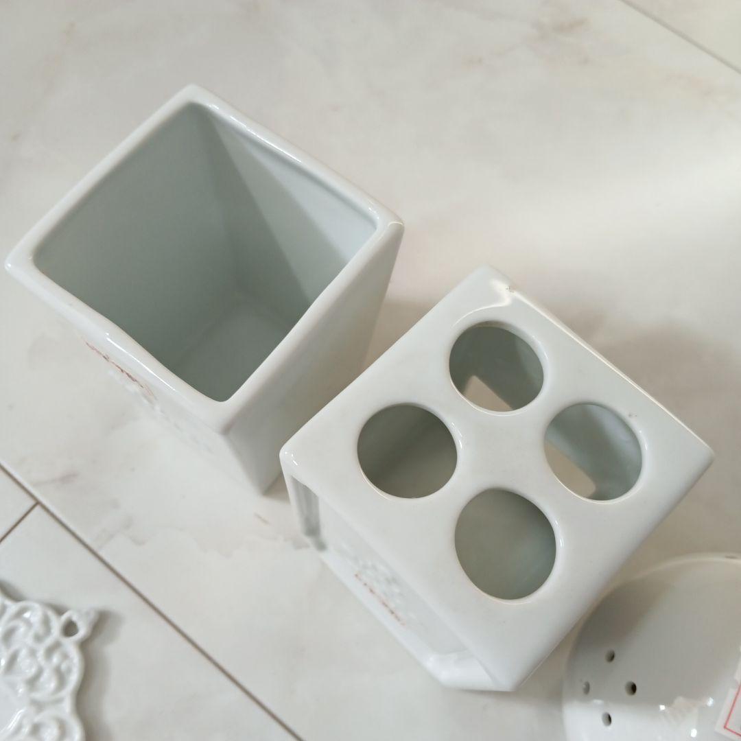 ポーセラーツ　ホワイト 陶器 キッチン用品セット