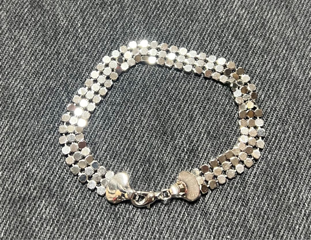 Vintage スパンコール　シルバー　リバーシブル　ブレスレット