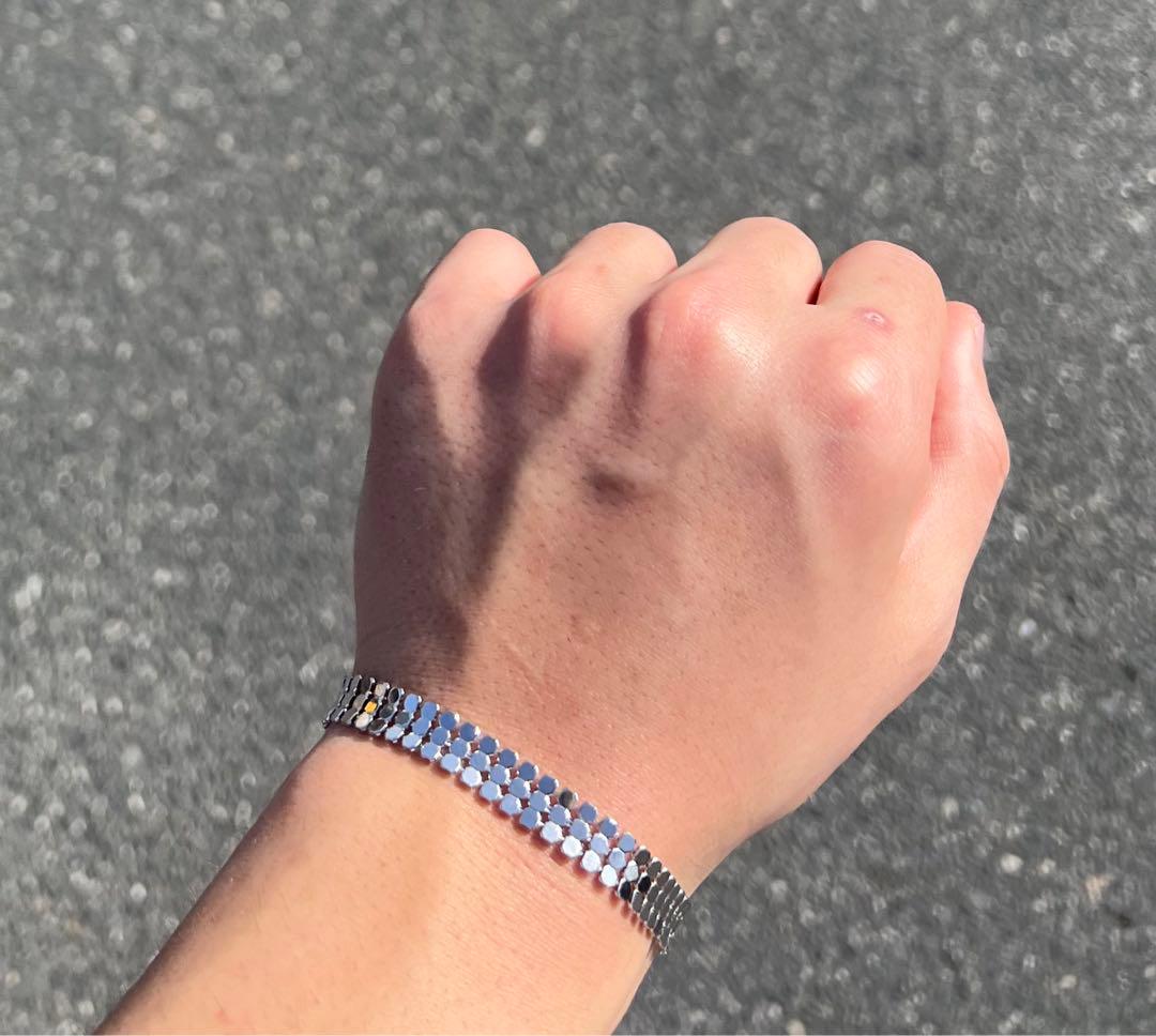 Vintage スパンコール　シルバー　リバーシブル　ブレスレット