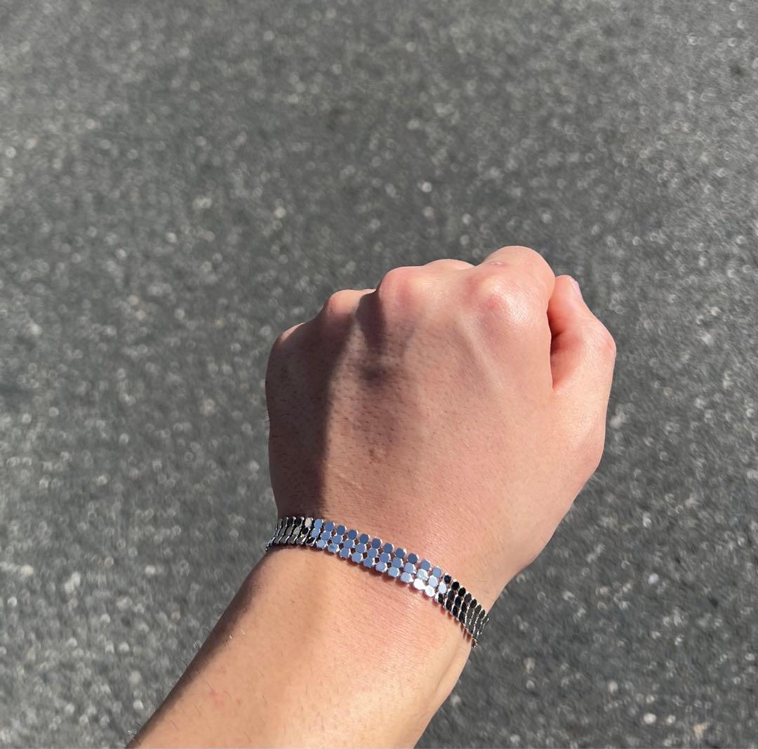 Vintage スパンコール　シルバー　リバーシブル　ブレスレット