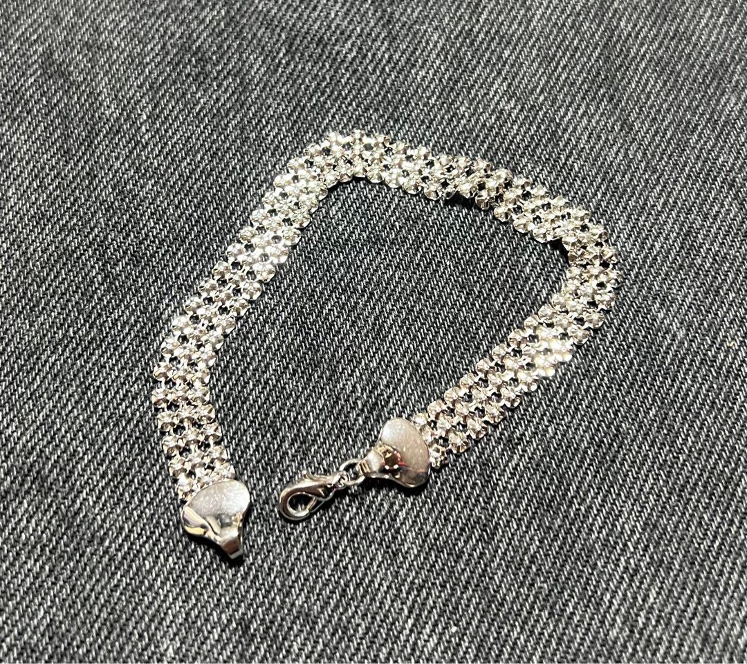 Vintage スパンコール　シルバー　リバーシブル　ブレスレット