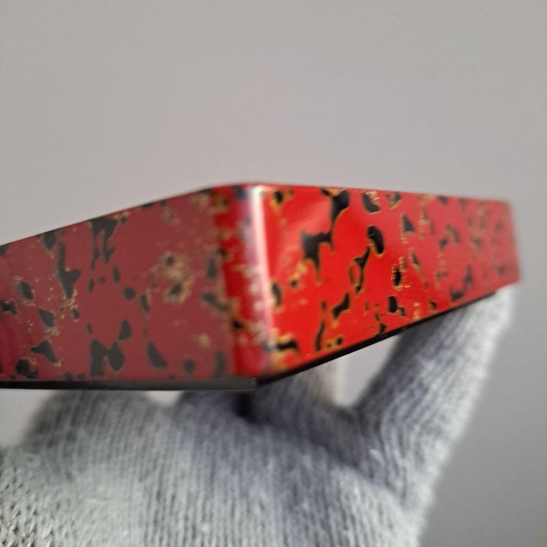 【津軽塗　唐塗\"赤上　角小皿×5客】天然木製