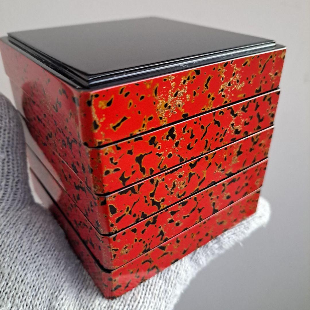 【津軽塗　唐塗\"赤上　角小皿×5客】天然木製