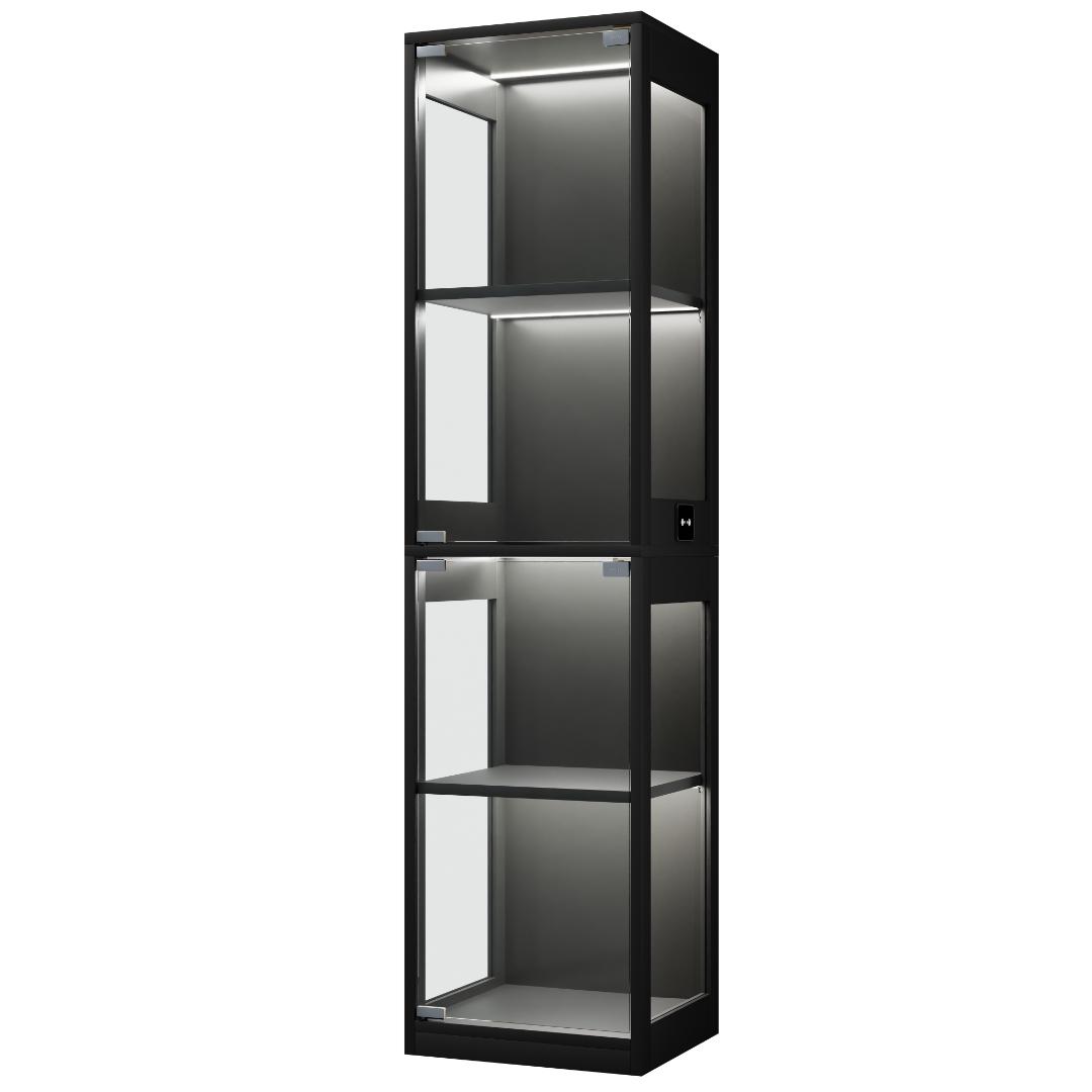 大型LED付ガラスケース幅40cm 4段 大型 フィギュア収納　WHITE